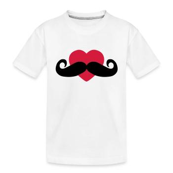 heart moustache / love moustache - Kids' Premium Organic T-Shirt - white - Front