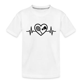 Badminton Schlaeger Badminton Heart - Kids' Premium Organic T-Shirt - white - Front