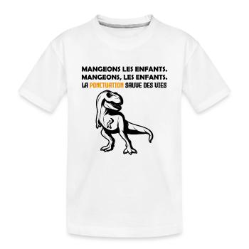 dinosaure. Mangeons, les enfants. !! - T-shirt bio Premium Enfant - blanc - Devant
