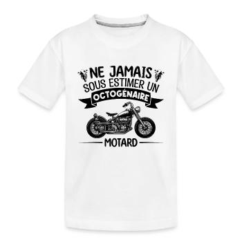 Motard | un octogénaire sur sa moto octogénaire - T-shirt bio Premium Enfant - blanc - Devant