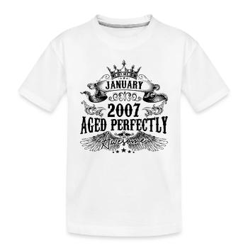 2007 | Januar Aged Perfectly 2007 Geburtstagsgeschenk - Kinder Premium Bio T-Shirt - Weiß - Vorne