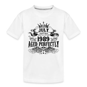 1989 | Juli Aged Perfectly 1989 Geburtstagsgeschenk - Kinder Premium Bio T-Shirt - Weiß - Vorne