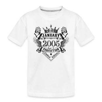 Janvier 2005 Janvier 2005 né en Janvier - T-shirt bio Premium Enfant - blanc - Devant