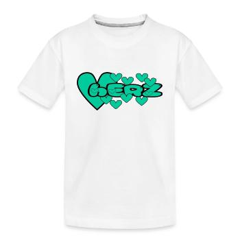 Herz grün - Kinder Premium Bio T-Shirt - Weiß - Vorne