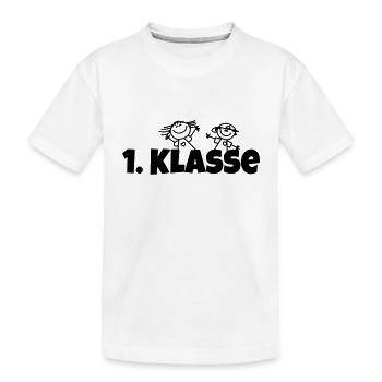 1 Klasse - Kinder Premium Bio T-Shirt - Weiß - Vorne