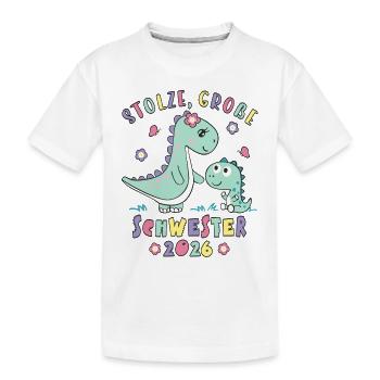 Stolze, Große Schwester 2026 niedliche Dinosaurier - Kinder Premium Bio T-Shirt - Weiß - Vorne