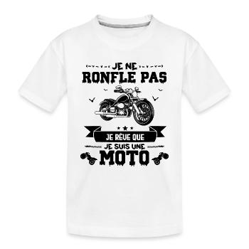 je ne ronfle pas je rêve que je suis une moto - T-shirt bio Premium Enfant - blanc - Devant