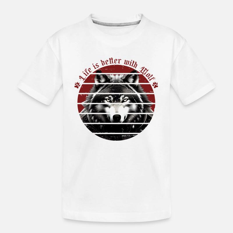 Das Leben ist besser mit Wolf - Kinder Premium Bio T-Shirt - Weiß