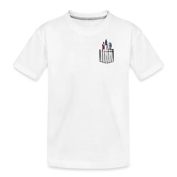 Poche chemise avec ustensiles d’écriture - T-shirt bio Premium Enfant - blanc - Devant