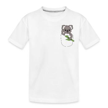 Koala in breast pocket - cute animal design - Kids' Premium Organic T-Shirt - white - Front
