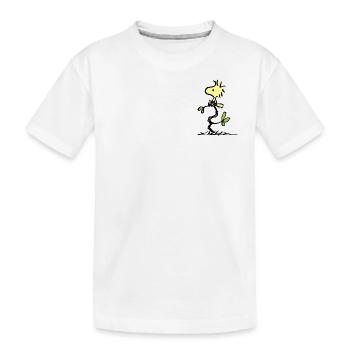 Peanuts Woodstock Brustmotiv - Kinder Premium Bio T-Shirt - Weiß - Vorne
