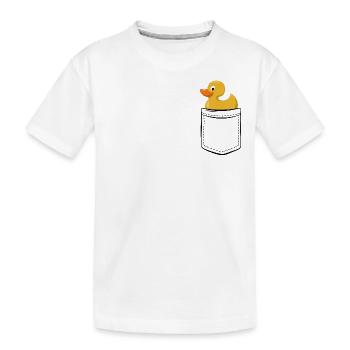Meine Gummi-Ente in der Tasche - Brusttasche - Kinder Premium Bio T-Shirt - Weiß - Vorne