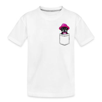 My Frenchie in your pocket - chest pocket - Kids' Premium Organic T-Shirt - white - Front