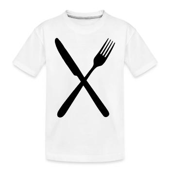 Fork and knife - Kids' Premium Organic T-Shirt - white - Front
