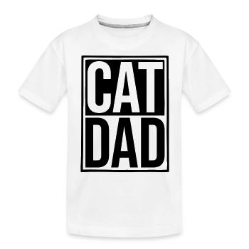 Logo Schild Cat Dad - Kinder Premium Bio T-Shirt - Weiß - Vorne