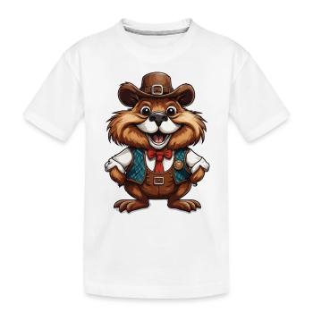 Lederhosen / Animal / Traditional costume / Tradition / Beaver - Kids' Premium Organic T-Shirt - white - Front