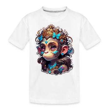 Singe mignon / Fille de singe / Mignon / noeud de cheveux - T-shirt bio Premium Enfant - blanc - Devant