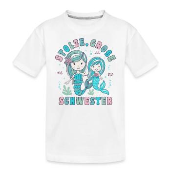 Große Schwester niedliche Meerjungfrau Geschwister - Kinder Premium Bio T-Shirt - Weiß - Vorne