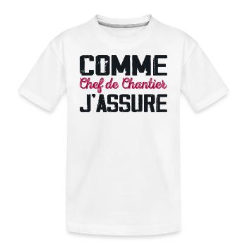Comme Chef de chantier Cadeau humour - T-shirt bio Premium Enfant - blanc - Devant