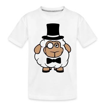 mouton M. Gentleman chapeau haut de forme Monocle lunettes - T-shirt bio Premium Enfant - blanc - Devant