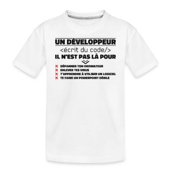 Un Développeur Écrit du Code Cadeau - T-shirt bio Premium Enfant - blanc - Devant