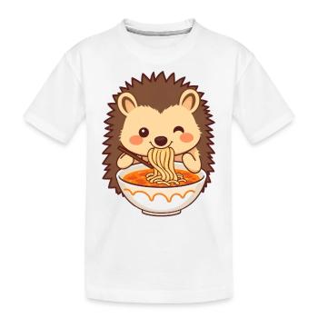 Un hérisson sucré aime la soupe de nouilles - T-shirt bio Premium Enfant - blanc - Devant