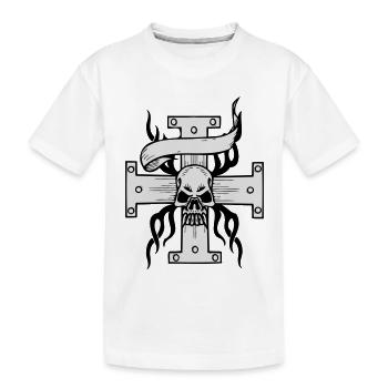 Totenkoop, Totenschädel,Kreuz,kreuz, - Kinder Premium Bio T-Shirt - Weiß - Vorne
