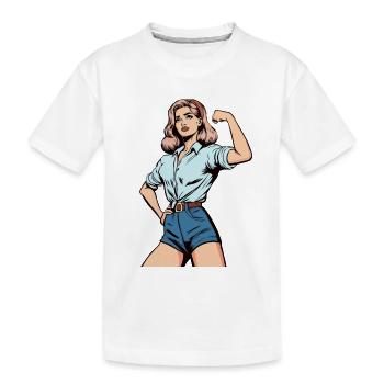 Female Strength – Confident Woman Illustration - Kids' Premium Organic T-Shirt - white - Front