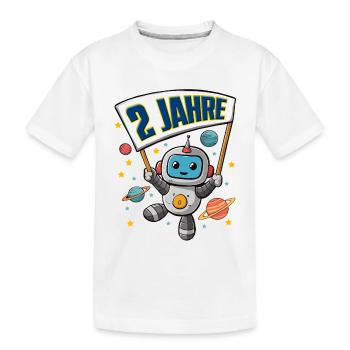 2 Jahre Kleiner Roboter als Astronaut im Weltraum - Kinder Premium Bio T-Shirt - Weiß - Vorne