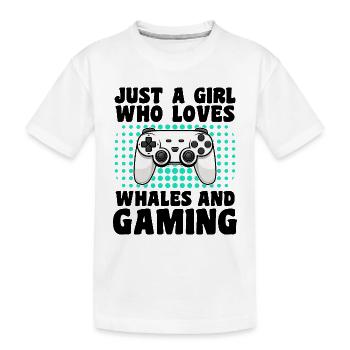 Gamer und Wale: Videospiele und Meeresabenteuer - Kinder Premium Bio T-Shirt - Weiß - Vorne