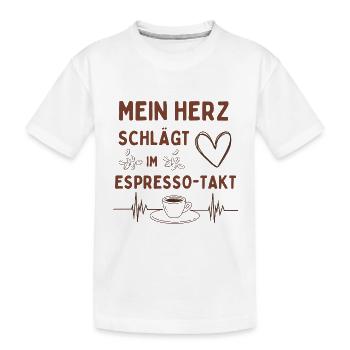 Espresso beat – heart with caffeine beat - Kids' Premium Organic T-Shirt - white - Front