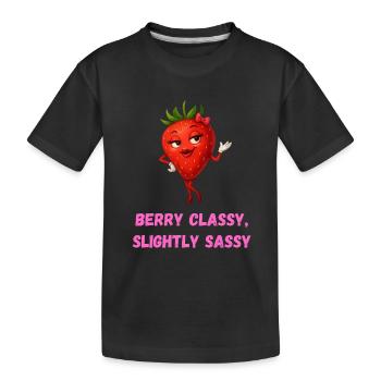 Strawberry in Heels Classy Elegant Caricature - Kids' Premium Organic T-Shirt - black - Front