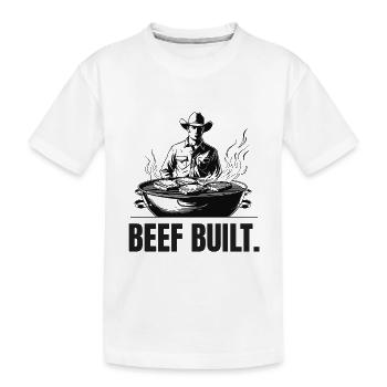 BEEF BUILT | Carnivore T-Shirt | Steak & Strength - Kids' Premium Organic T-Shirt - white - Front