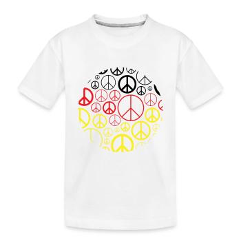 Deutschland + Frieden Shirts, Hoodies, Tassen - Kinder Premium Bio T-Shirt - Weiß - Vorne