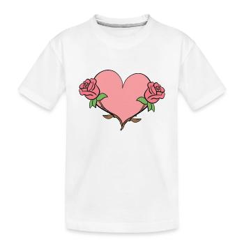 Rose Fleur Coeur Forme Symbole Fleurs Roses - T-shirt bio Premium Enfant - blanc - Devant