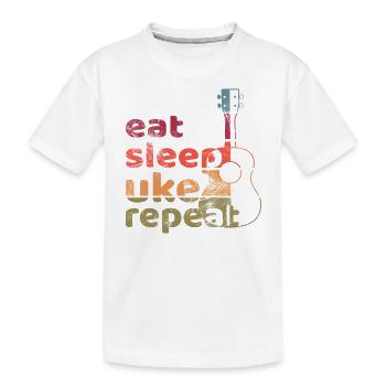 eat sleep uke repeat! vintage dunkel - Kinder Premium Bio T-Shirt - Weiß - Vorne