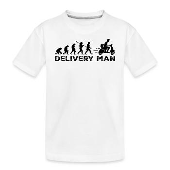 The evolution of the delivery person - Kids' Premium Organic T-Shirt - white - Front