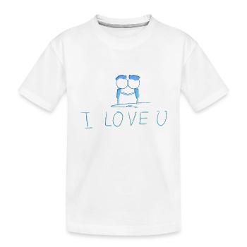 pärchen blau liebespaar schwul - Kinder Premium Bio T-Shirt - Weiß - Vorne
