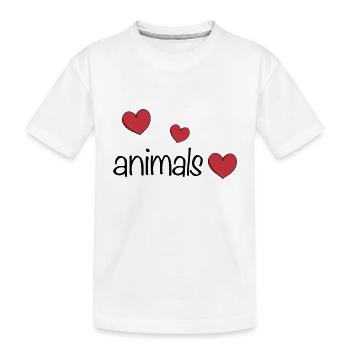 Animaux trois cœurs amour animal - T-shirt bio Premium Enfant - blanc - Devant