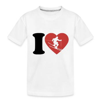 J’aime le ski, l’après-ski, les sports d’hiver, le cœur - T-shirt bio Premium Enfant - blanc - Devant