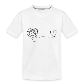 linie faden herz liebe schleife - Kinder Premium Bio T-Shirt - Weiß - Vorne