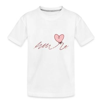 roter faden herz liebe schleife - Kinder Premium Bio T-Shirt - Weiß - Vorne