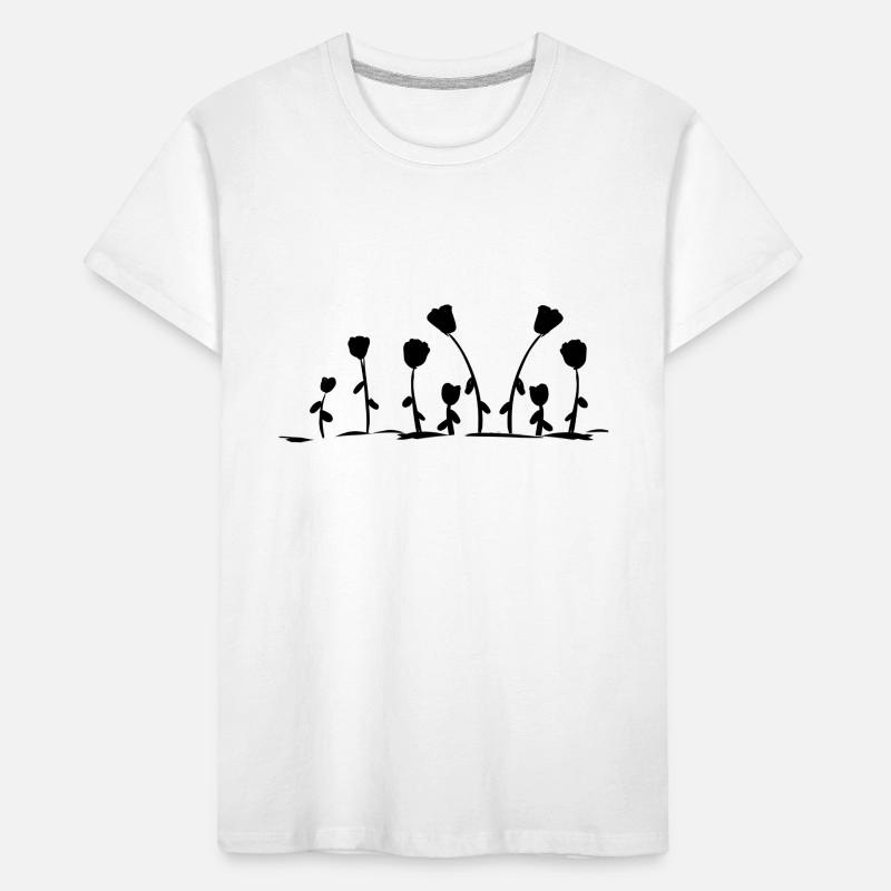 natural flowers rose earth line pattern Kids' Premium Organic T-Shirt