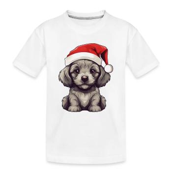 Santa Claus Puppy - Kids' Premium Organic T-Shirt - white - Front