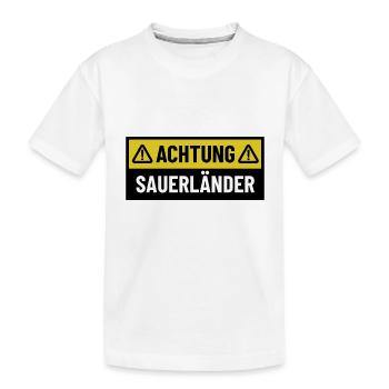 Achtung Sauerländer - Regionaler Spruch - Kinder Premium Bio T-Shirt - Weiß - Vorne