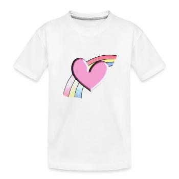 regenbogen rosa herz hintergrund - Kinder Premium Bio T-Shirt - Weiß - Vorne