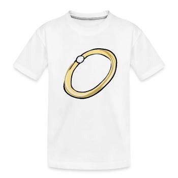 golden ring white stone jewelry cartoon - Kids' Premium Organic T-Shirt - white - Front