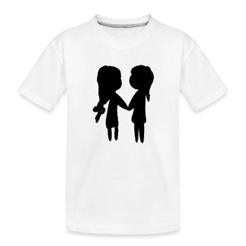 symbol freunde freundschaft frau dunkel - Kinder Premium Bio T-Shirt - Weiß - Vorne