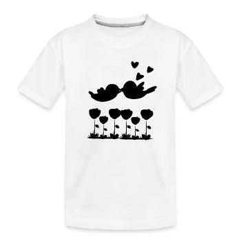 Liebe Vogel Tiere Natur Blumen - Kinder Premium Bio T-Shirt - Weiß - Vorne