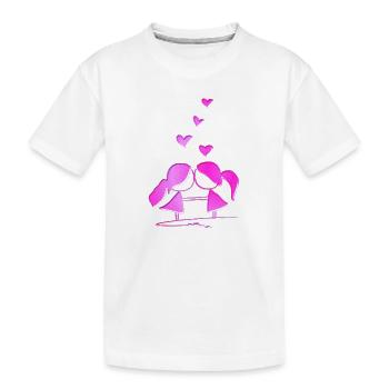 Liebespaar lesbisch rosa glitzer liebe - Kinder Premium Bio T-Shirt - Weiß - Vorne